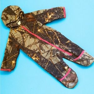 3/$15 WFS Burly Girl Pink & Green Camo Fleece Jumpsuit.